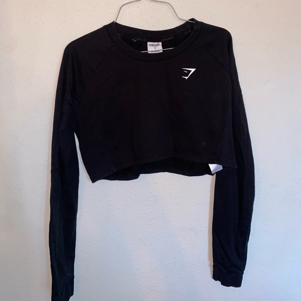 GymShark Black Fitted Long Sleeve Crop Sweatshirt
